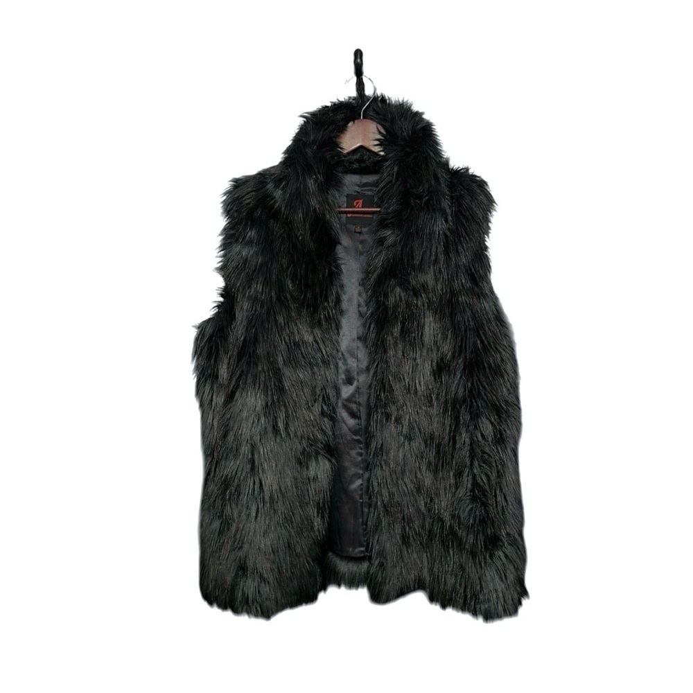 Adrienne Landau Black Faux Fur Vest